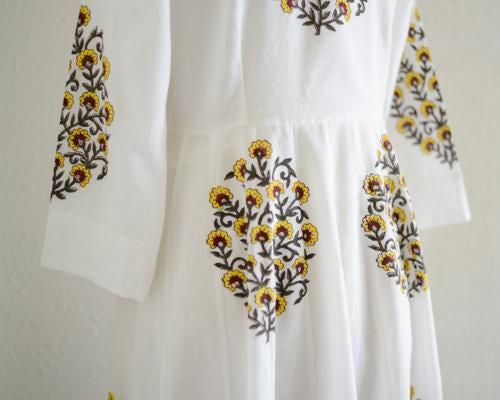 Cotton Honey Flower Dress Off White