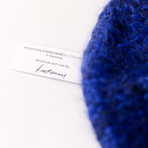 Alpaca wool beret Blue x Black