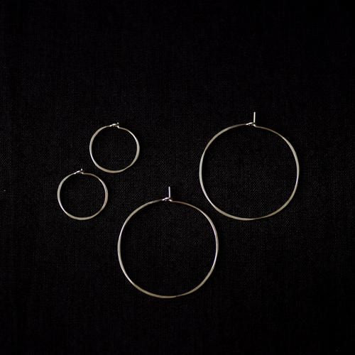 Round Hoop Earrings, Large, Silver