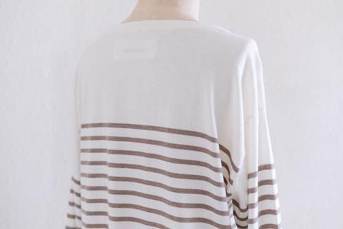 Cotton knit striped pullover in Brown