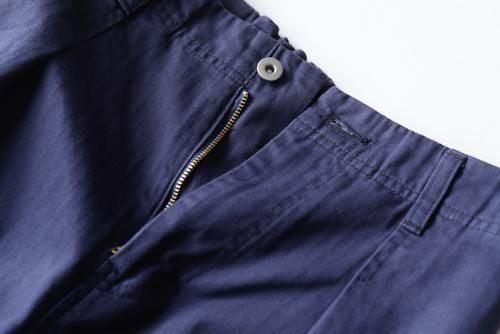 Cotton Herringbone Tuck Pants Navy