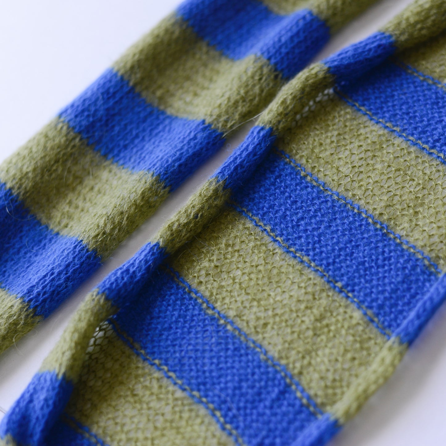 モヘアボーダーマフラー Green × Blue