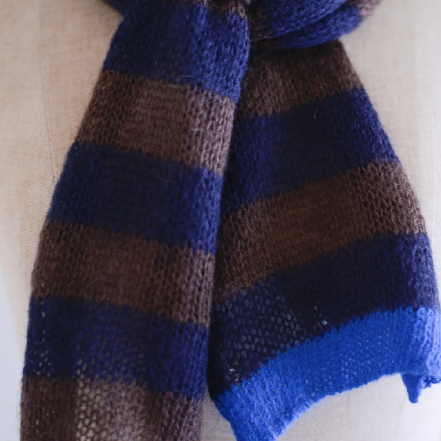 モヘアボーダーマフラー Brown × Black