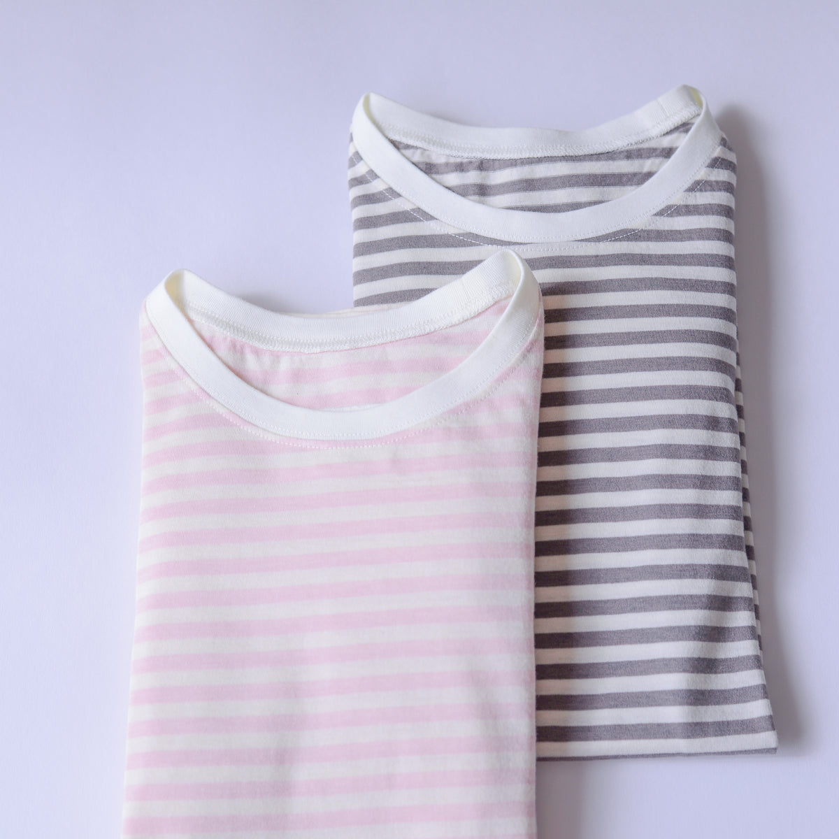 コットンウールボーダーT 生成×Pink