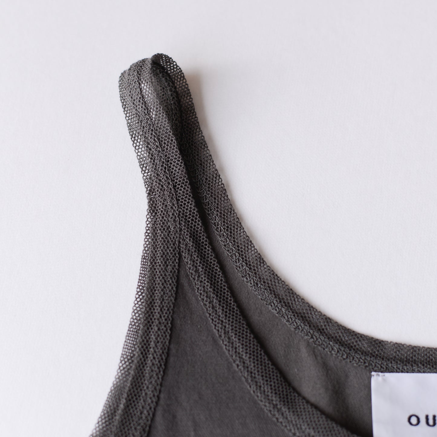 Cotton tulle tank top in Charcoal Gray