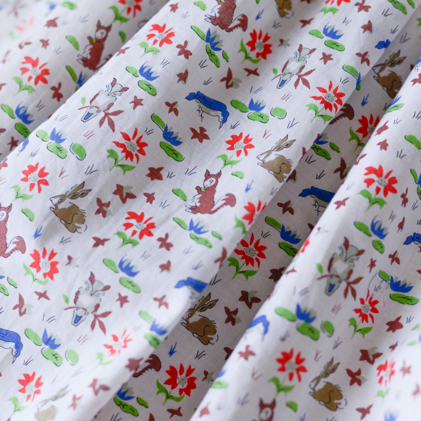 リバティプリントオーガニックコットンギャザースカート White