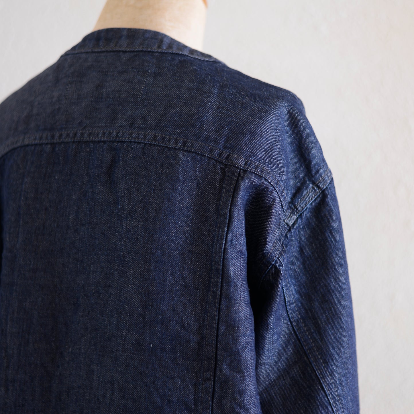 リネンデニムノーカラージャケット Indigo
