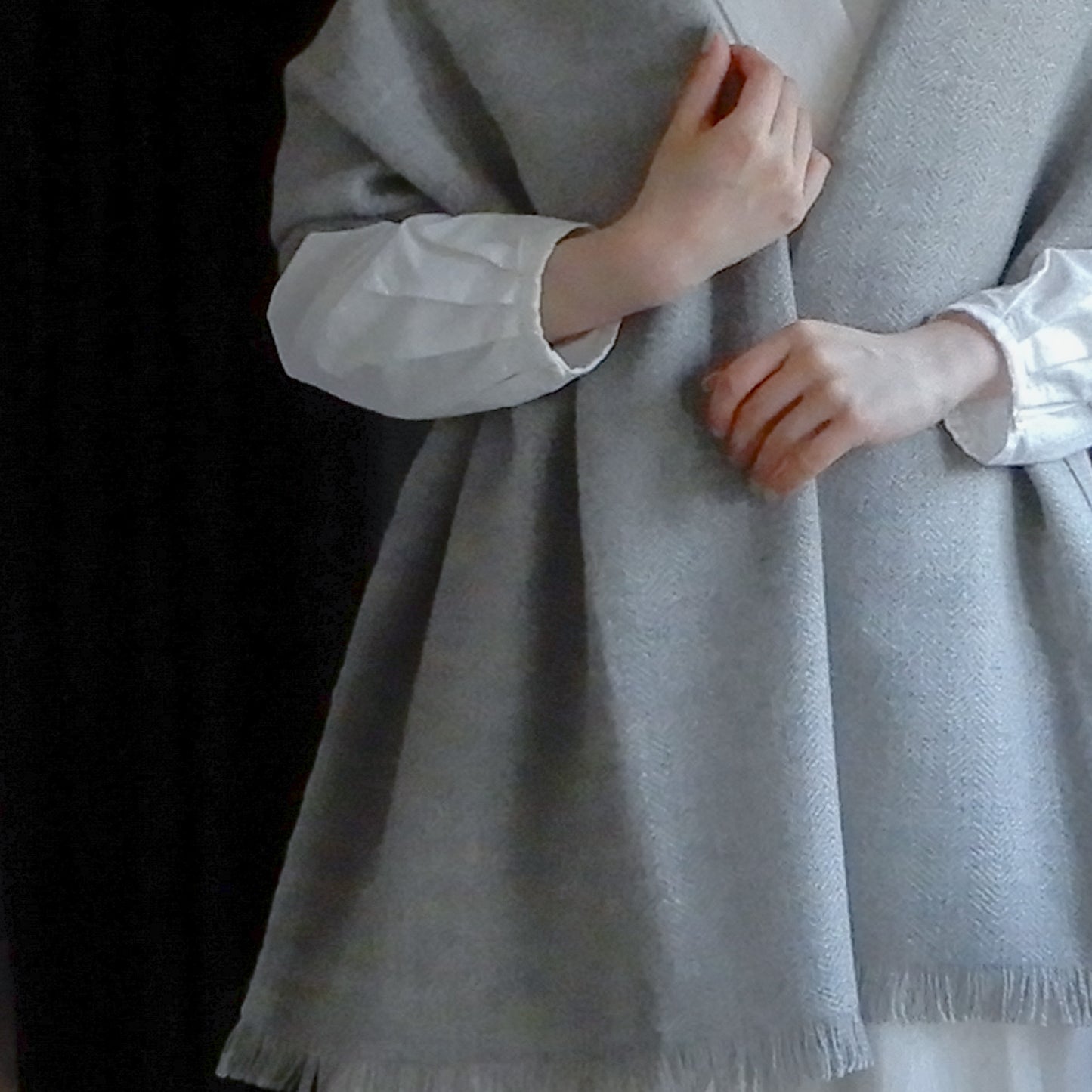 Premium Baby Alpaca Shawl Off White