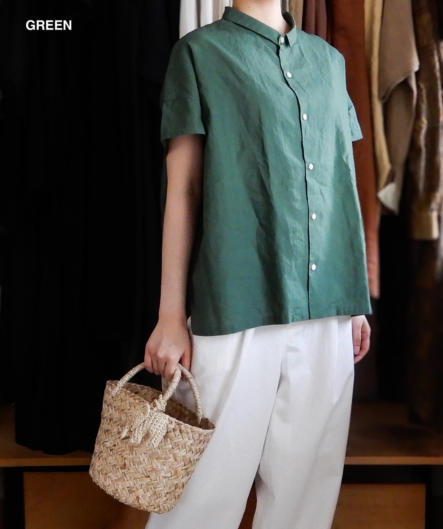 オーガニックコットンプチカラーシャツ Off White