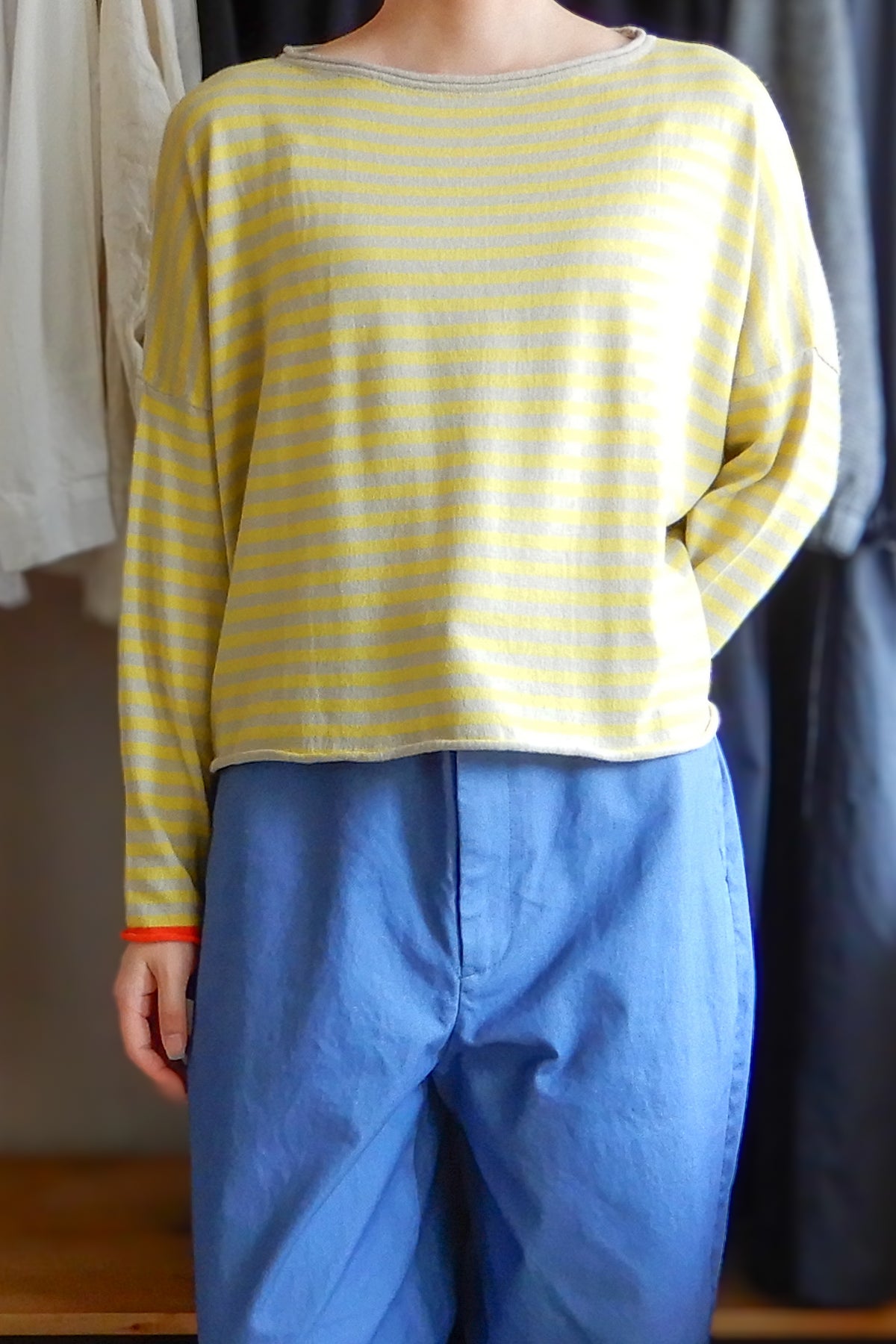 コットンワイドストレートパンツ Blue