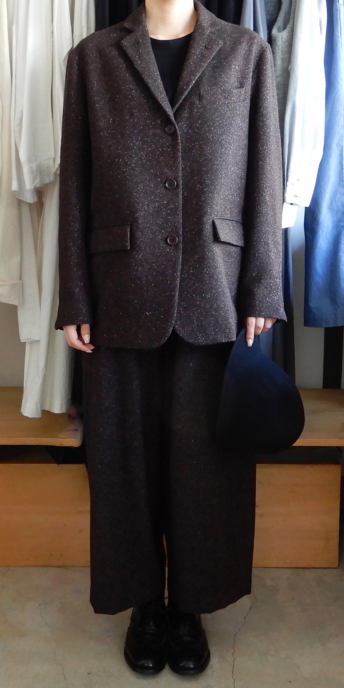 シルクネップホームスパンアンクルパンツ Dark Brown
