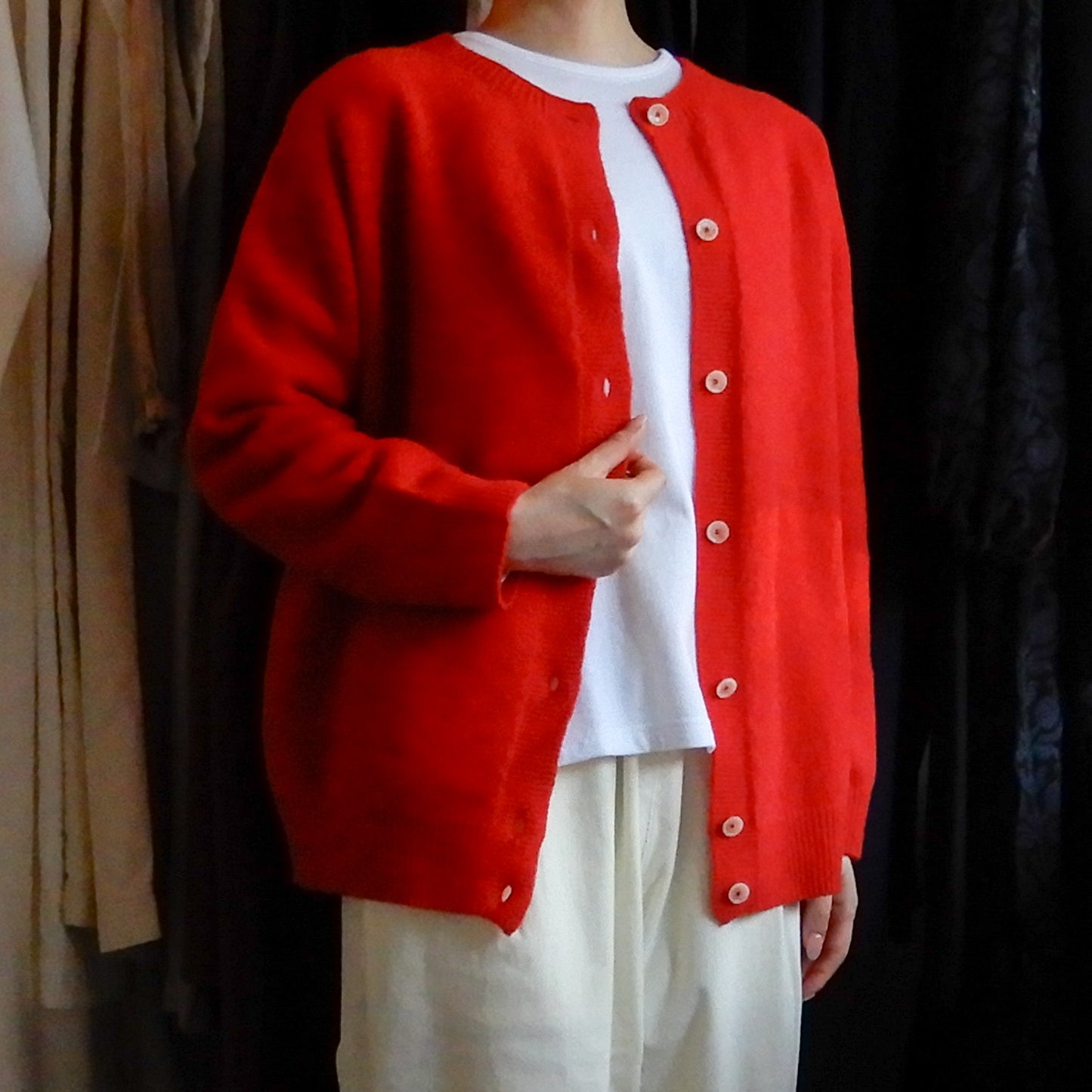 Wool Cashmere 2-Way Cardigan Red