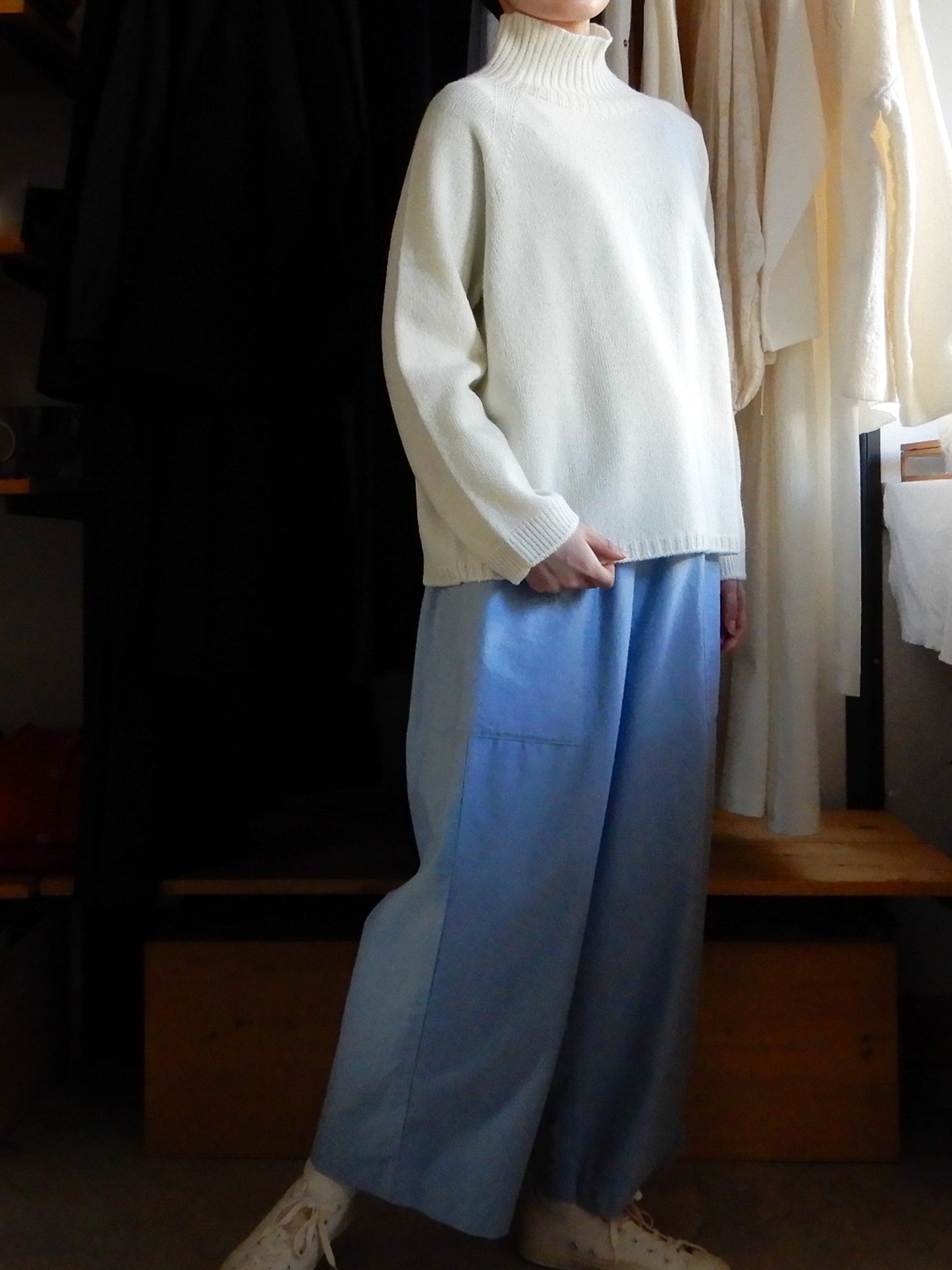 Cotton Side Pocket Pants Sax