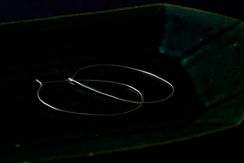 Oval Hoop Earrings, Large, Silver