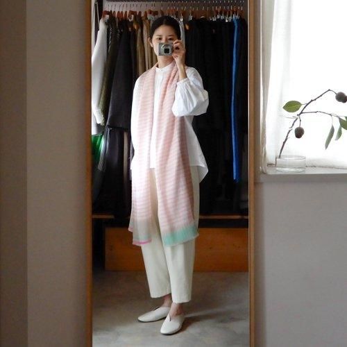 Handwoven Cashmere Stole Border Pink