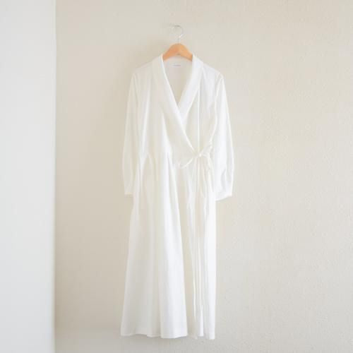 Shawl Collar Cache-Coeur Dress Off White