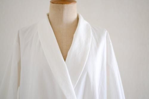 Shawl Collar Cache-Coeur Dress Off White