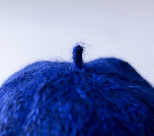 Alpaca wool beret Blue x Black
