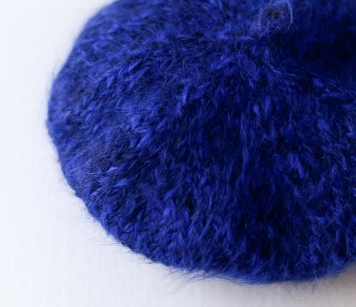 Alpaca wool beret Blue x Black