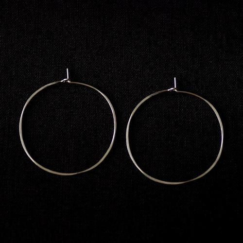 Round Hoop Earrings, Large, Silver