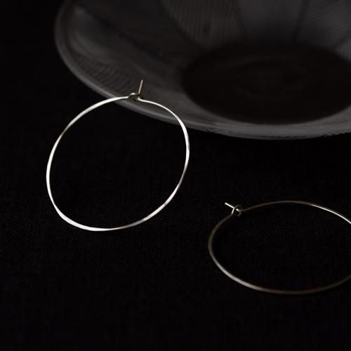 Round Hoop Earrings, Large, Silver