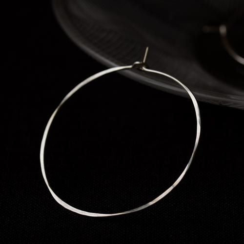 Round Hoop Earrings, Large, Silver