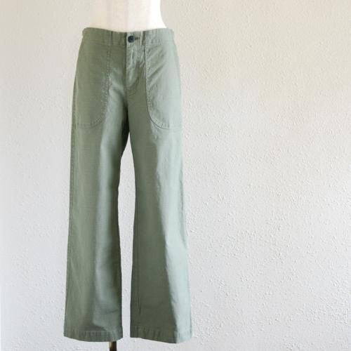 Khaki Cotton Straight Pants