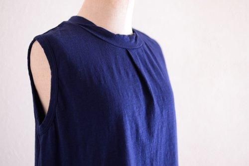 Cotton Semi-Turtle Tank Top Navy