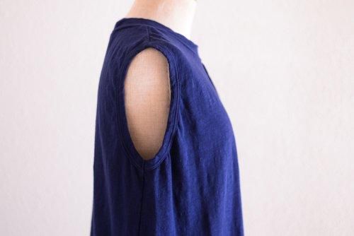 Cotton Semi-Turtle Tank Top Navy