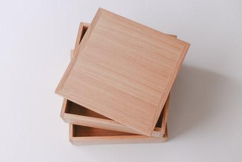 Two-tiered plain wooden box