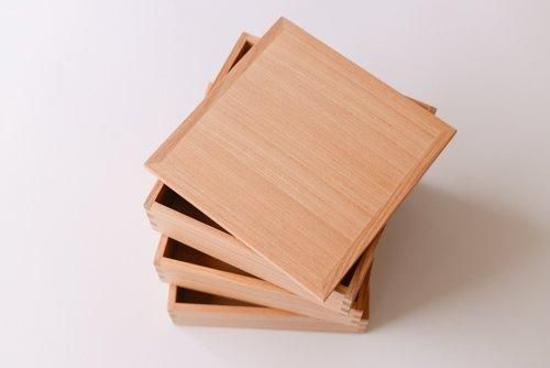 White wood three-tiered box