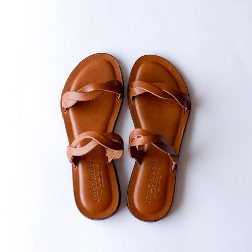 Leather Braid Sandals Brown