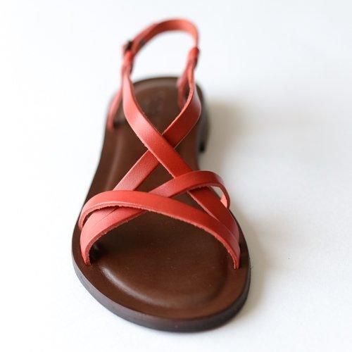 Leather sandals Red