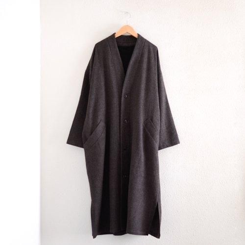 Soft wool collarless coat Brown