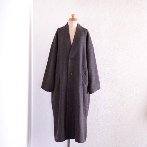 Soft wool collarless coat Brown
