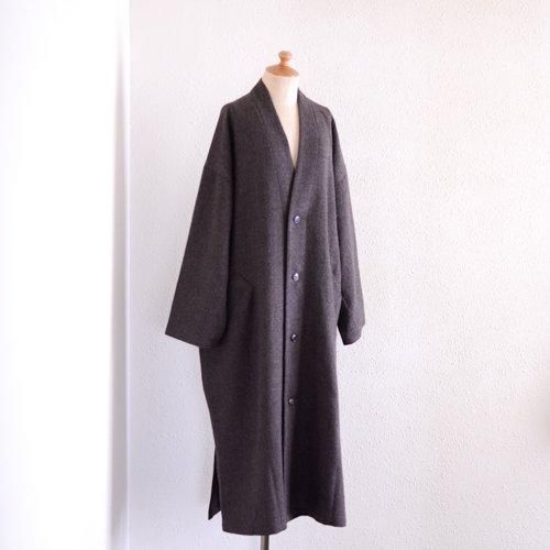 Soft wool collarless coat Brown