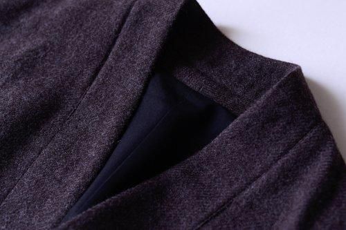 Soft wool collarless coat Brown