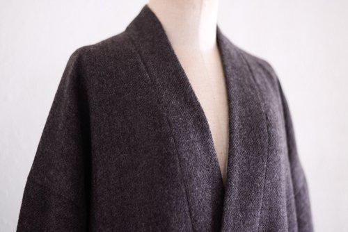 Soft wool collarless coat Brown