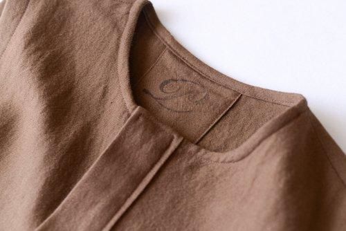 Wool linen cotton jumper skirt Brown