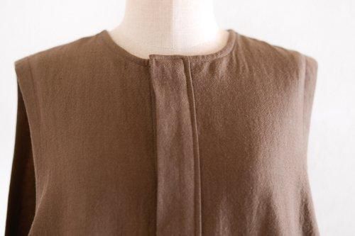 Wool linen cotton jumper skirt Brown