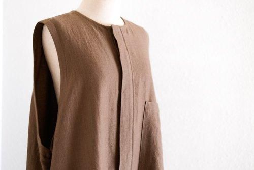 Wool linen cotton jumper skirt Brown