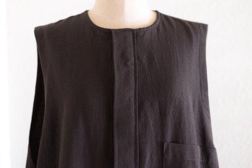 Wool linen cotton jumper skirt, Dark Brown