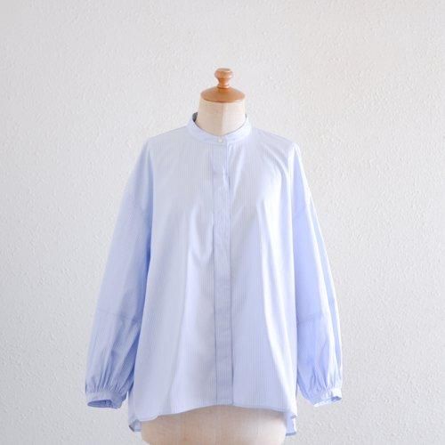 Cotton stand-collar blouse Blue Stripe B