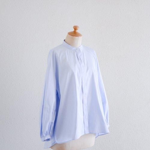 Cotton stand-collar blouse Blue Stripe B