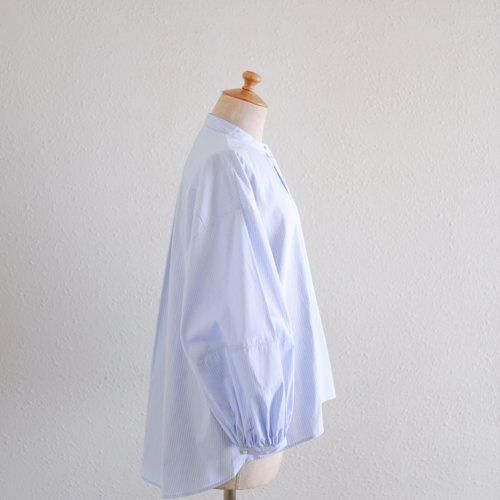 Cotton stand-collar blouse Blue Stripe B