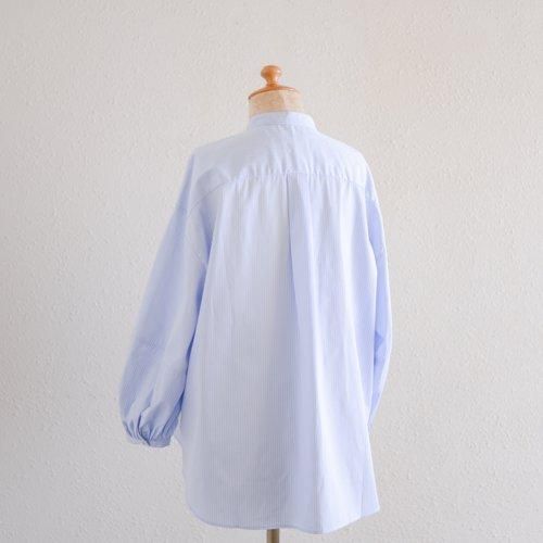 Cotton stand-collar blouse Blue Stripe B