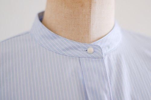 Cotton stand-collar blouse Blue Stripe B