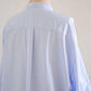 Cotton stand-collar blouse Blue Stripe B