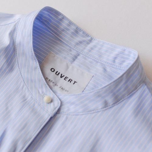 Cotton stand-collar blouse Blue Stripe B