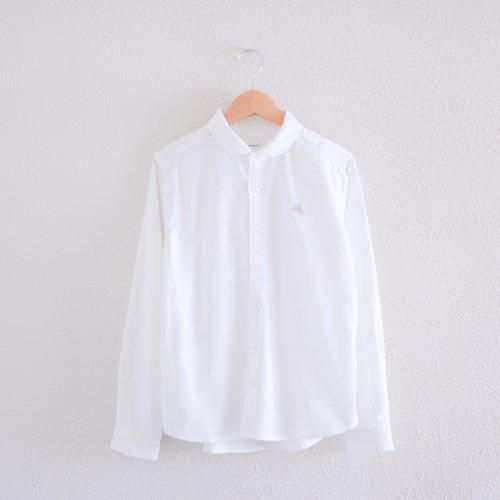 Cotton Embroidered Round Collar Shirt Off White